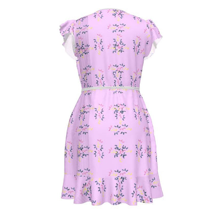 Purple Tea Dress with colourful patterns