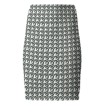 Green and Brown Pattern Pencil Skirt