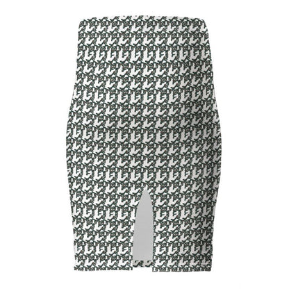 Green and Brown Pattern Pencil Skirt