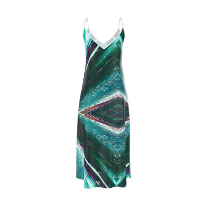 Emerald Geometric Slip Dress