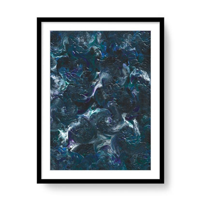 'Ocean Deep' Abstract Framed Art with Classic Border A2