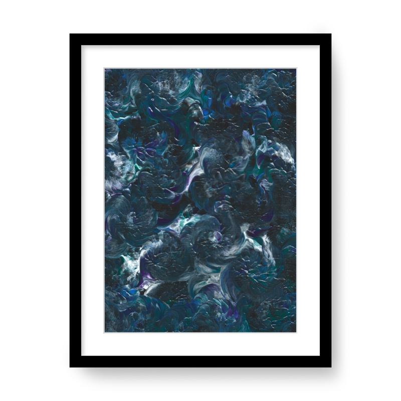 'Ocean 'Deep' Abstract Framed Art with Classic Border A3