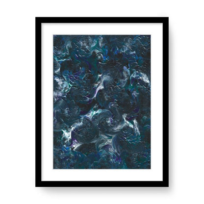 'Ocean 'Deep' Abstract Framed Art with Classic Border A3