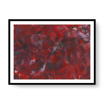 'Red Velvet Shadows' Abstract Framed Art with Classic Border A1
