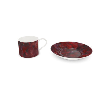 'Red Velvet Shadows' Cup and Saucer Set