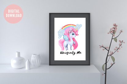 Uniquely Me | Digital Wall Art | Unicorn Poster