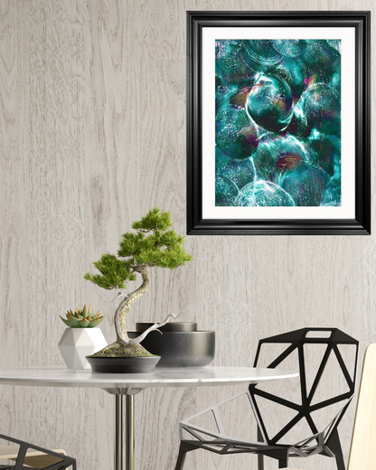 'Emerald Eclipse' Abstract Framed Art 16x20