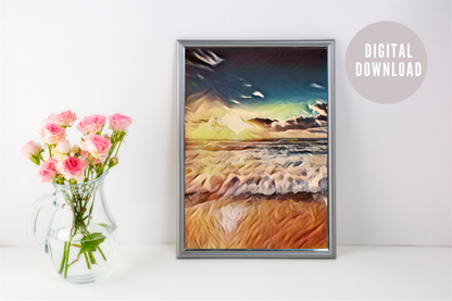 Ocean Beach Waves Wall Print | Digital Download