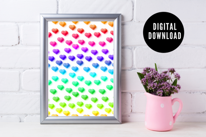 Colourful Hearts Wall Art | Digital Download