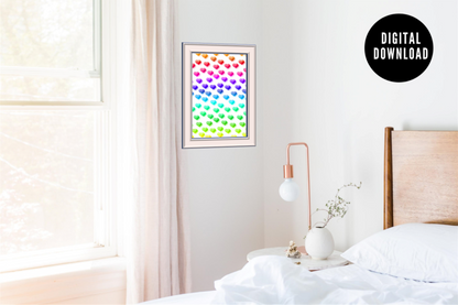 Colourful Hearts Wall Art | Digital Download