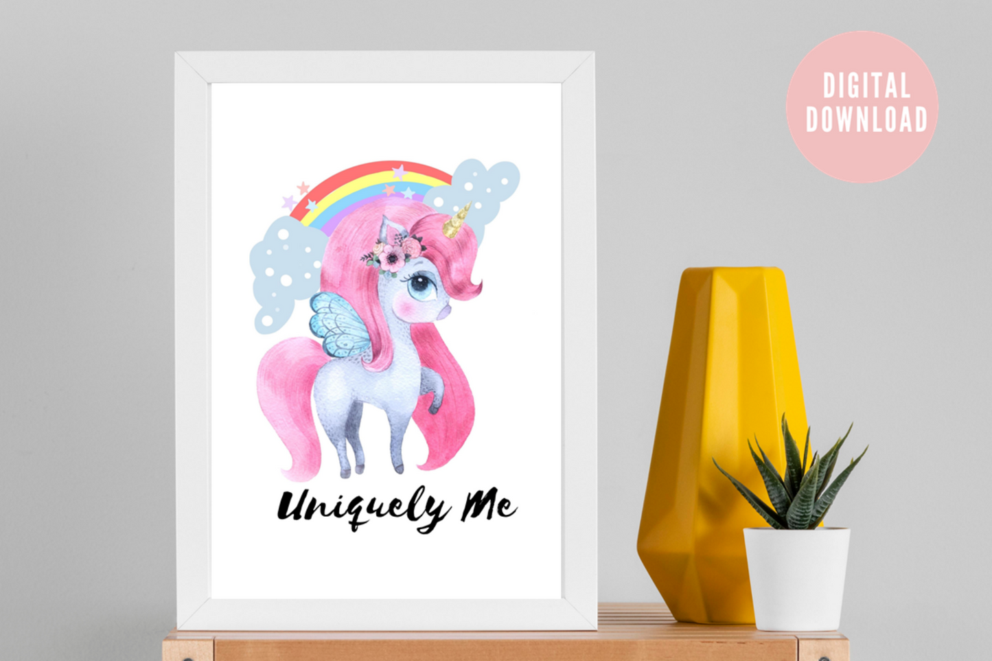 Uniquely Me | Digital Wall Art | Unicorn Poster