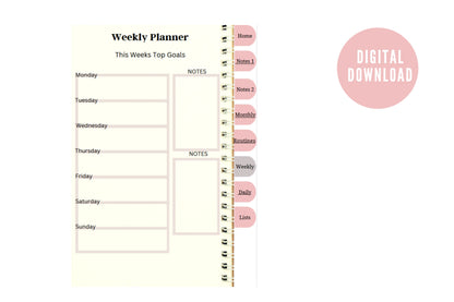 MINIMALIST PLANNER, Digital Download, Fillable, Organiser