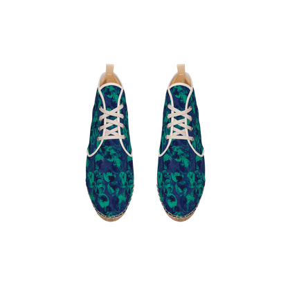 Teal Abstract Art High Top Mens Espadrilles
