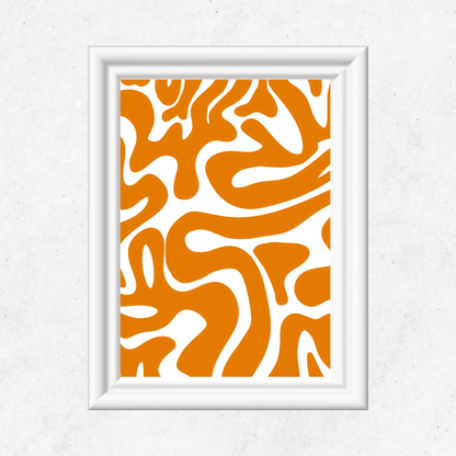 Orange Abstract Swirl Art Print – Modern Wall Art for Living Room or Office Décor