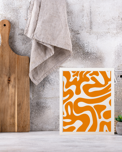 Orange Abstract Swirl Art Print – Modern Wall Art for Living Room or Office Décor