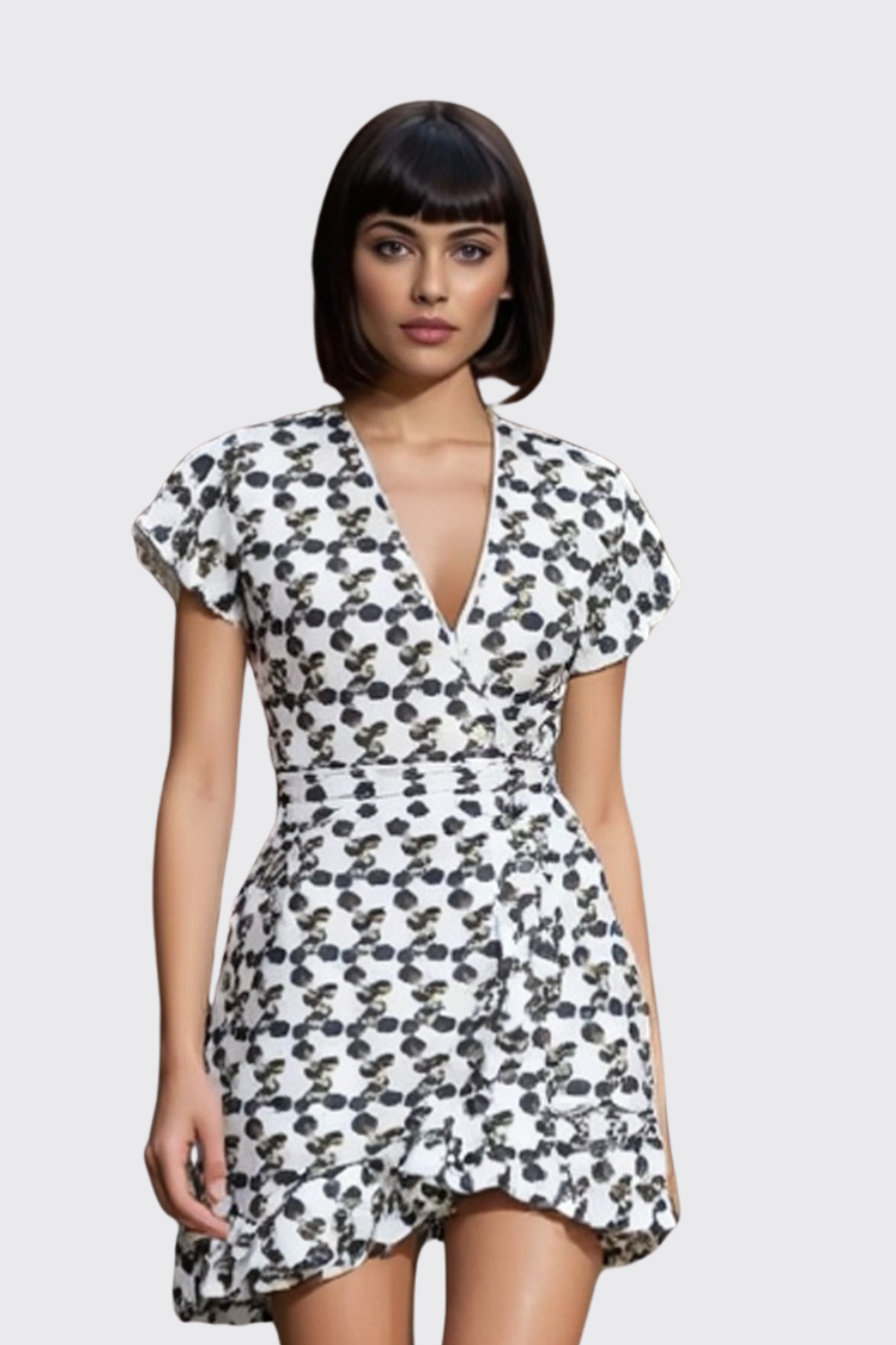 Black and White Design Tea Dress-Black baubles