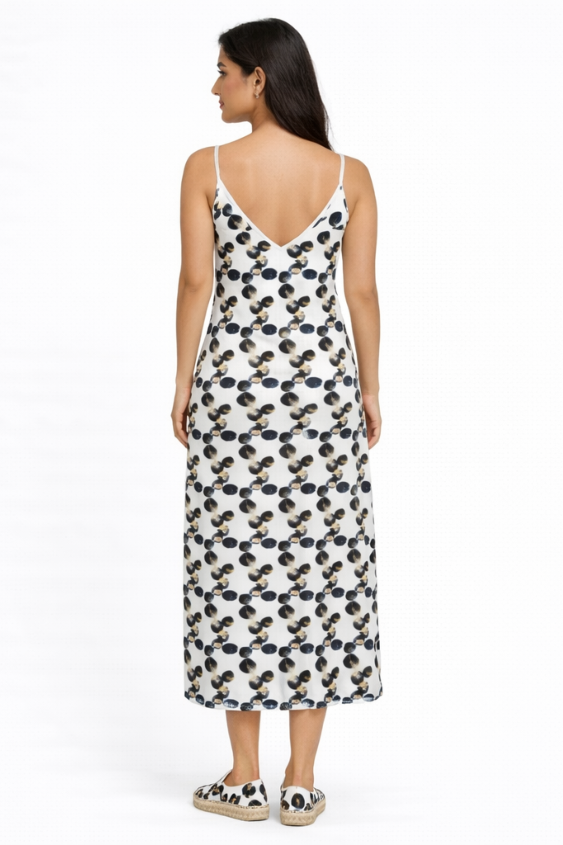 Black and white marble design dress-front