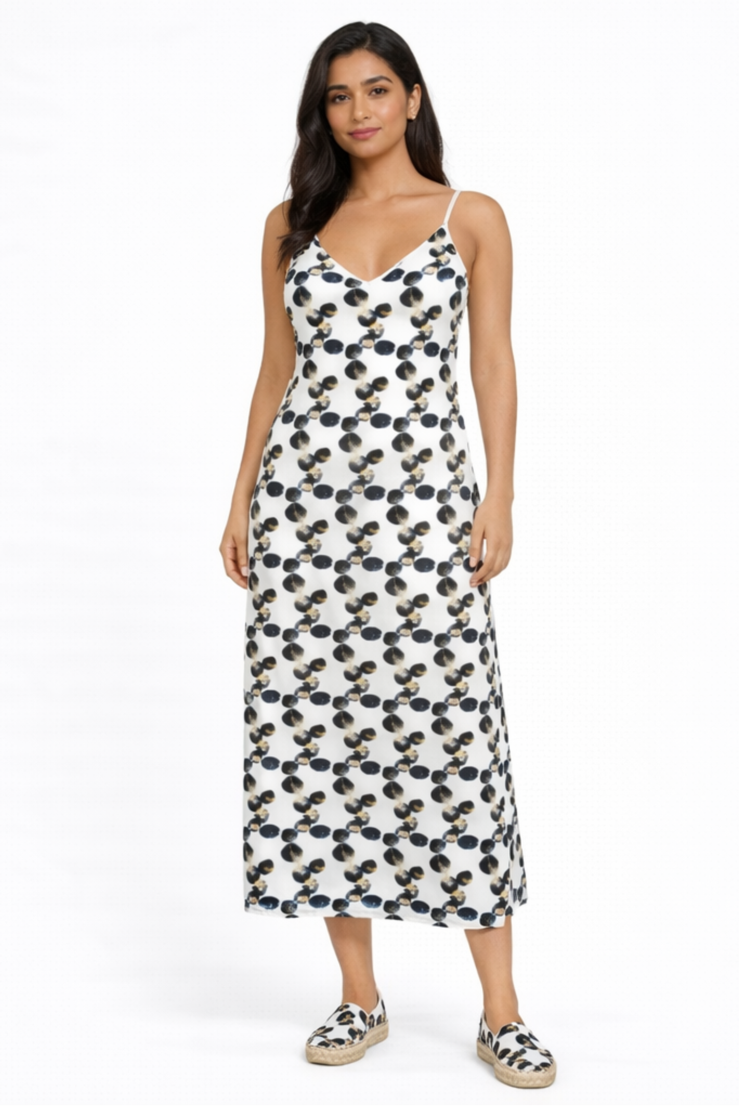 Black and white marble design dress-front