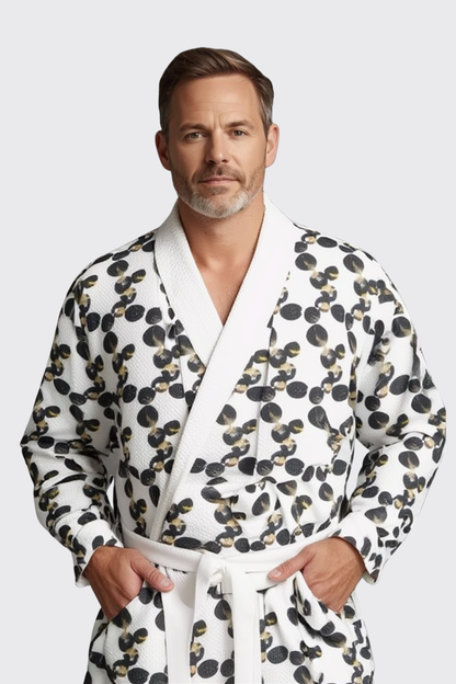 'Black Marbles' Abstract Art Dressing Gown, Gender Neutral