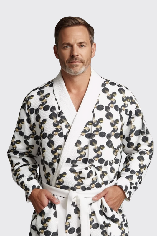 'Black Marbles' Abstract Art Dressing Gown, Gender Neutral