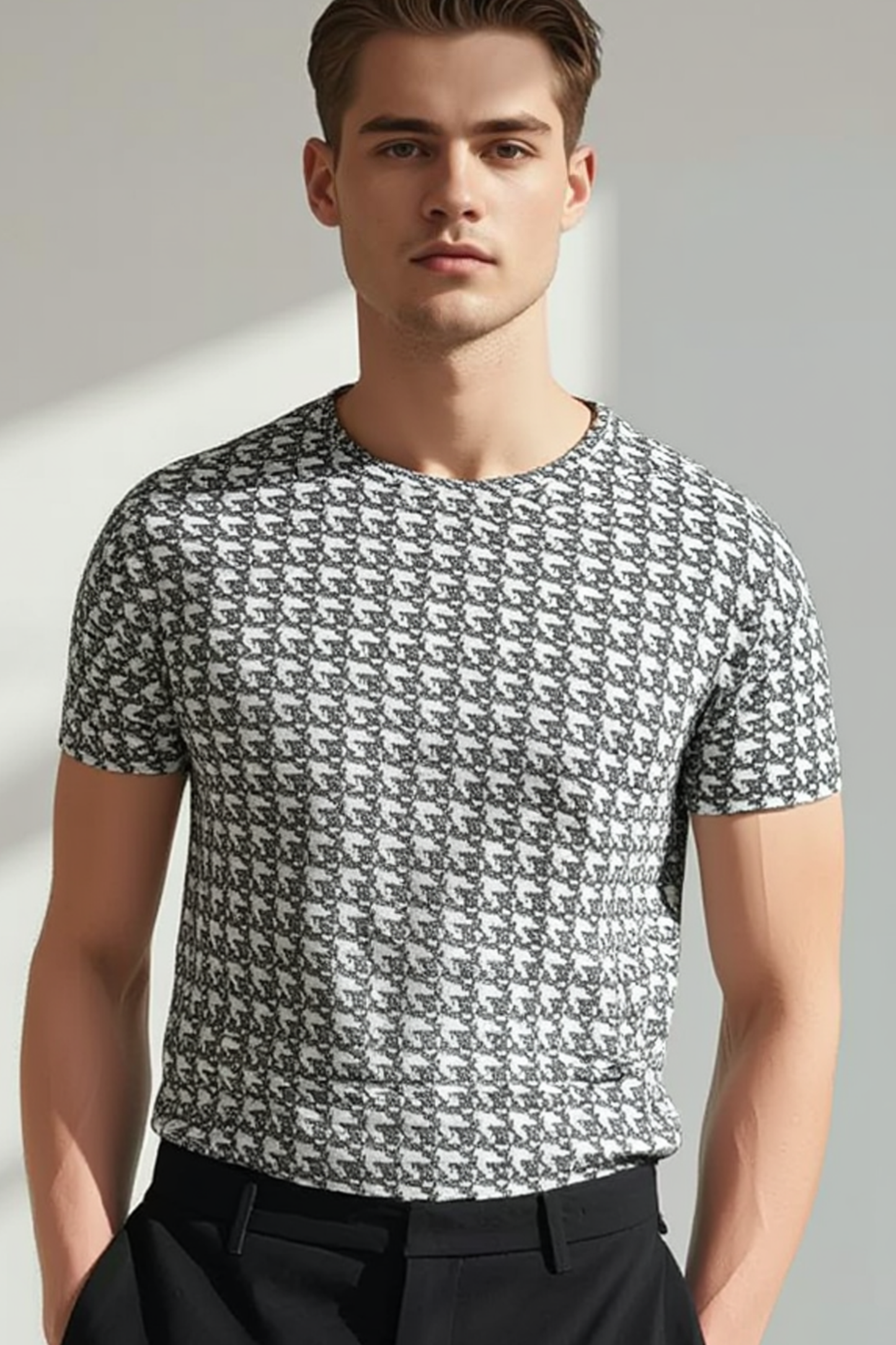 Brown and Dark Green Pattern Men's T Shirt