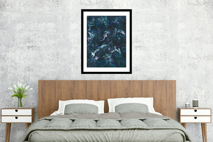 'Ocean 'Deep' Abstract Framed Art with Classic Border A3