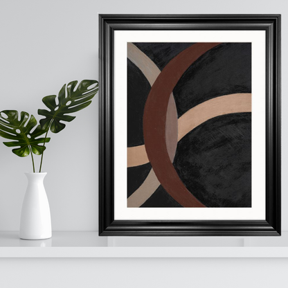 'Mocha Spheres' Abstract Framed Art 16x20