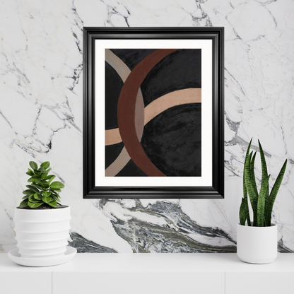 'Mocha Spheres' Abstract Framed Art 16x20