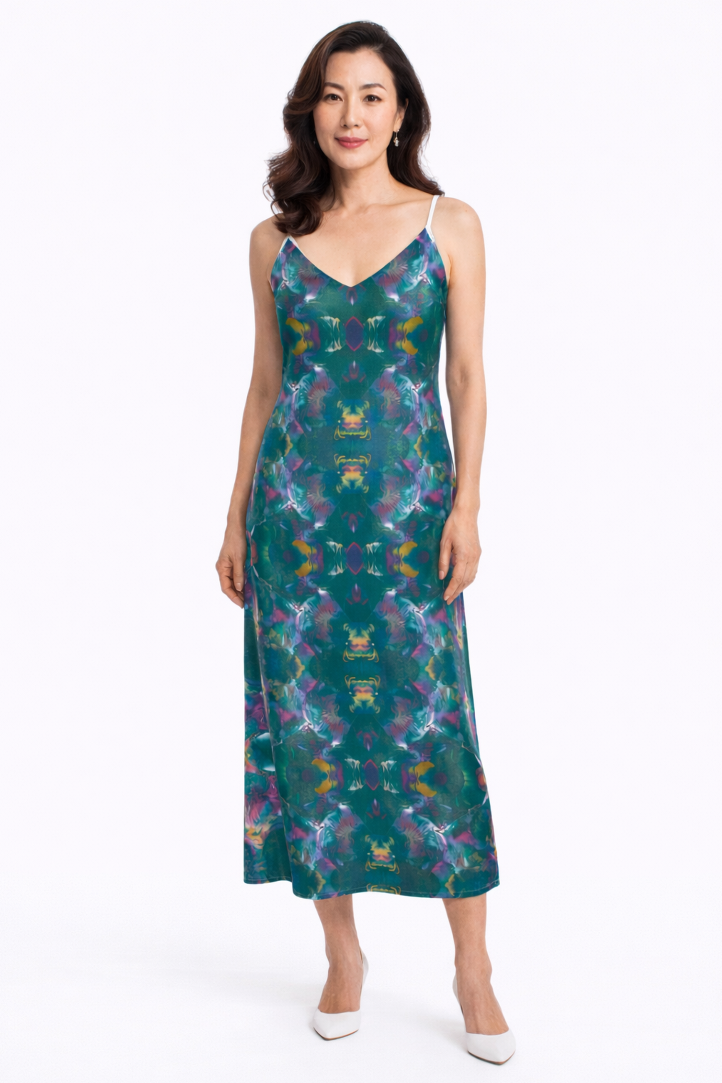 'Floral Utopia' Abstract Slip Dress