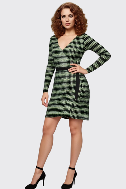 Lime Green Pattern Wrap Dress