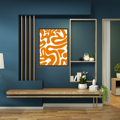 Orange Abstract Swirl Art Print – Modern Wall Art for Living Room or Office Décor