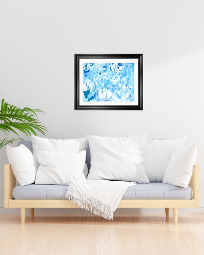 'Glacier' Abstract Framed Art 16x20