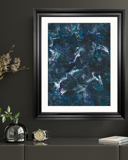 'Ocean Deep' Abstract Framed Art 16x20