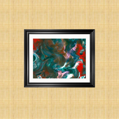 'Peacock' Abstract Framed Art 16x20