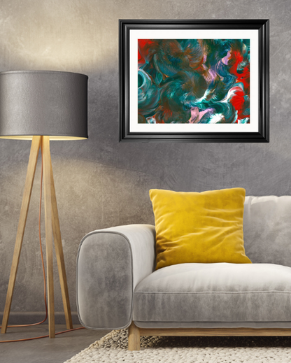 'Peacock' Abstract Framed Art 16x20