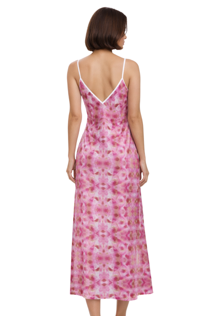 Pink Floral Abstract print Slip Dress- Back
