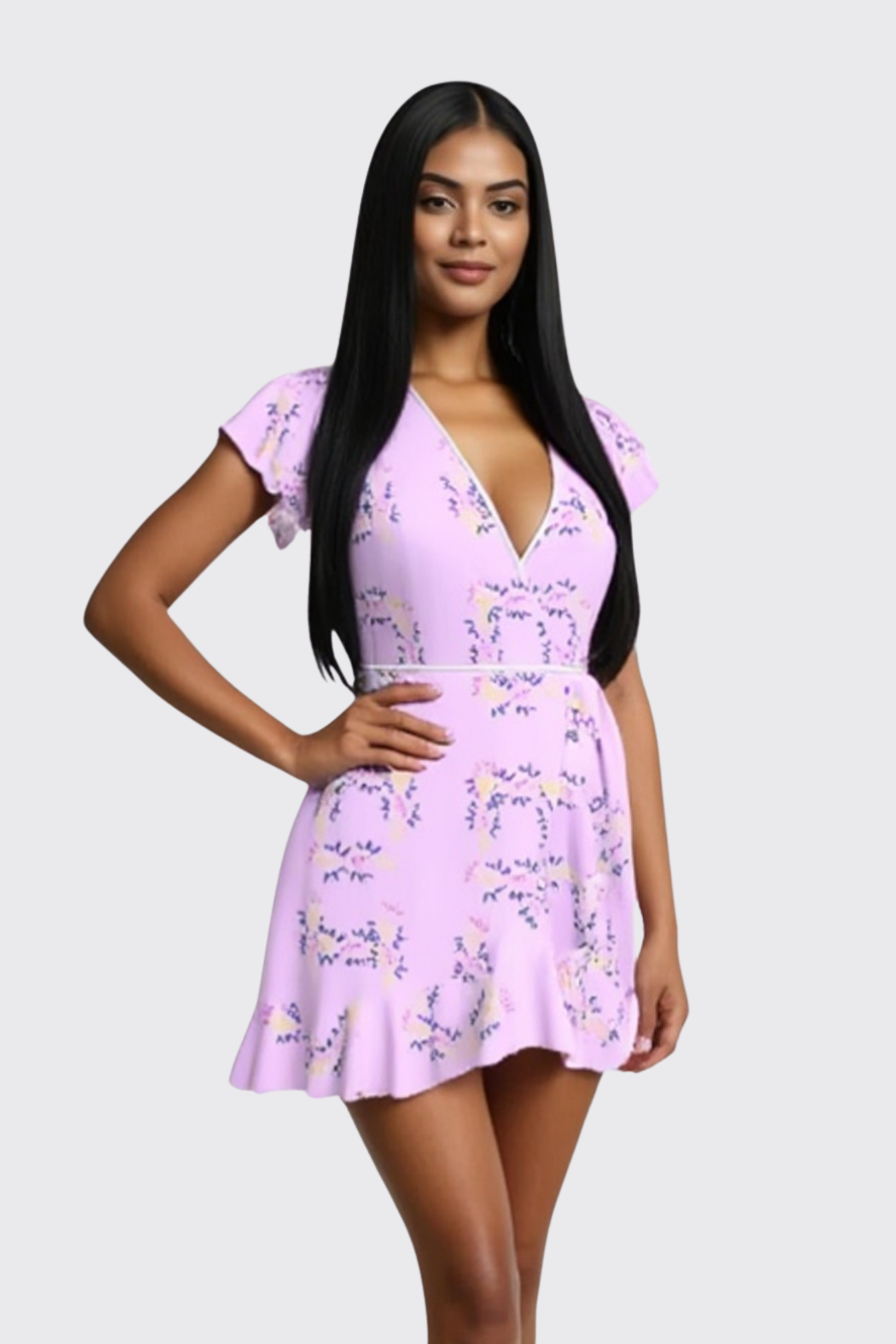 Purple Tea Dress with Pattern