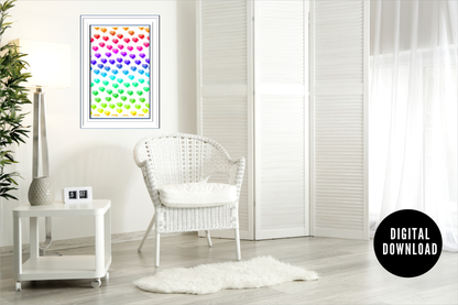 Colourful Hearts Wall Art | Digital Download