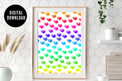 Colourful Hearts Wall Art | Digital Download