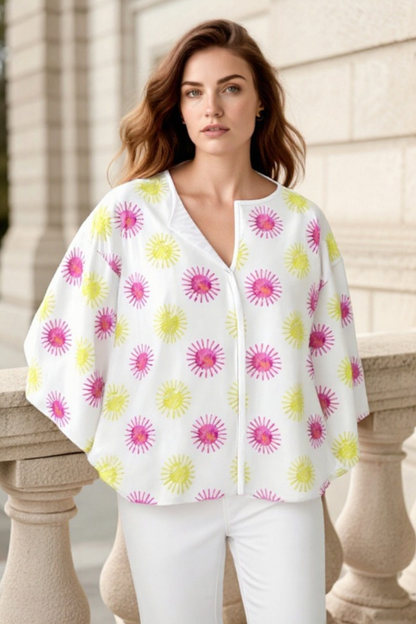 Pink and Yellow Sunrays Kimono Jacket