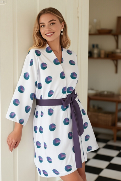 Teal Abstract Designer Kimono