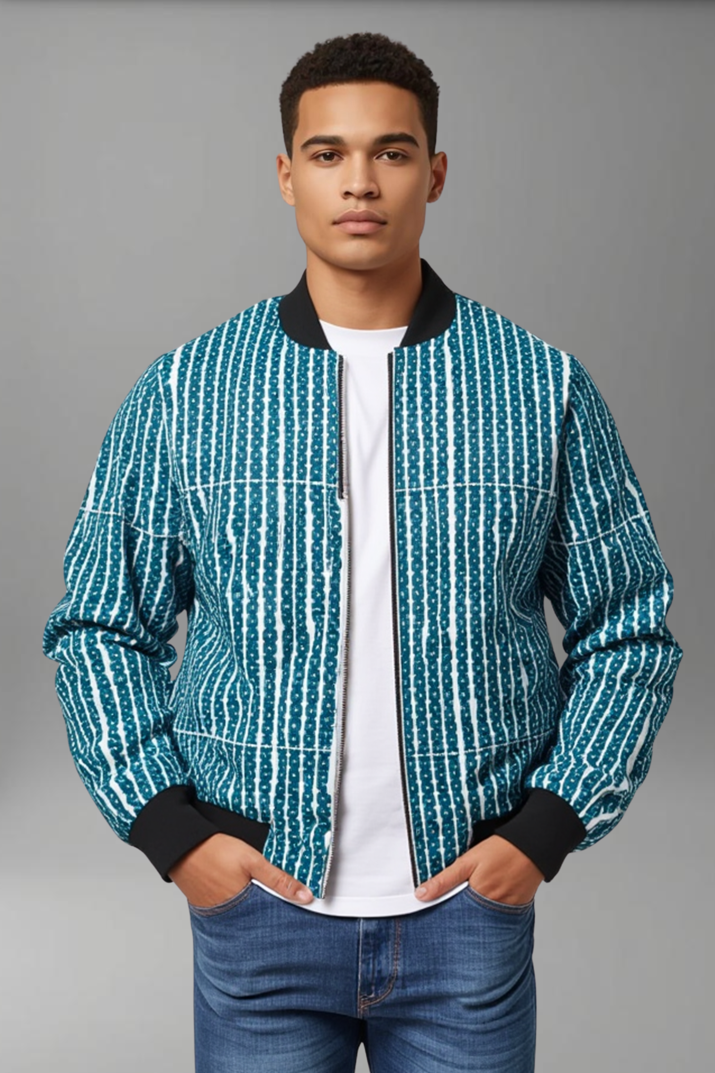 Teal xoxo style Men's Bomber Jacket