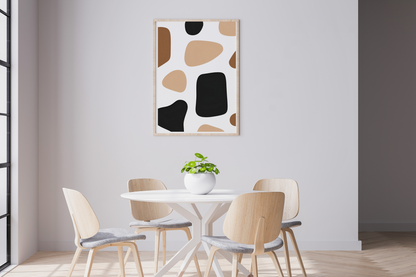 Set of 3 Trendy Wall Art Prints | Brown and Black Geometric Abstract Wall Décor | Modern Living Room Wall Art | Digital Download