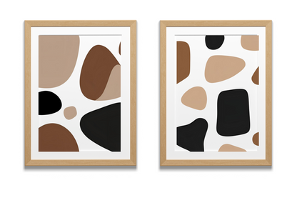 Set of 3 Trendy Wall Art Prints | Brown and Black Geometric Abstract Wall Décor | Modern Living Room Wall Art | Digital Download