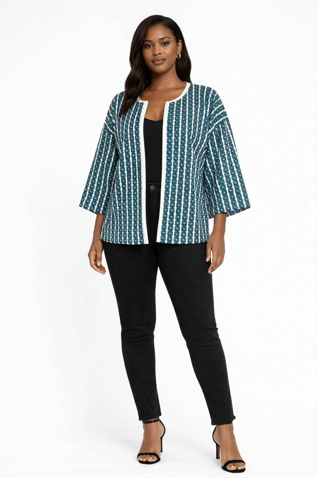 Teal Kimono Jacket with XOXO Patterns