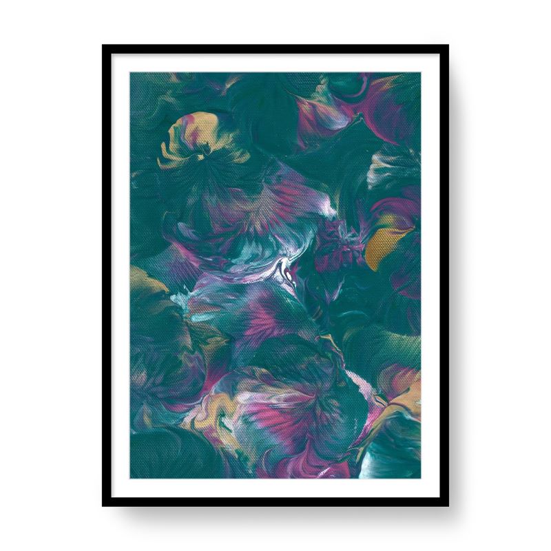 Border framed floral abstract art giclee fine art print in A1 size
