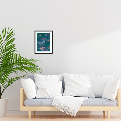 Floral Utopia framed abstract floral wall art print with classic white border A3 by Renée Kaye