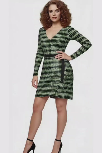 Lime Green Pattern Wrap Dress