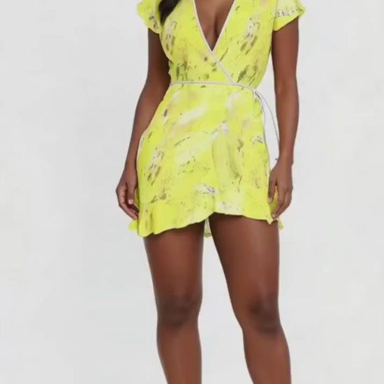 Yellow abstract animal print Tea Dress