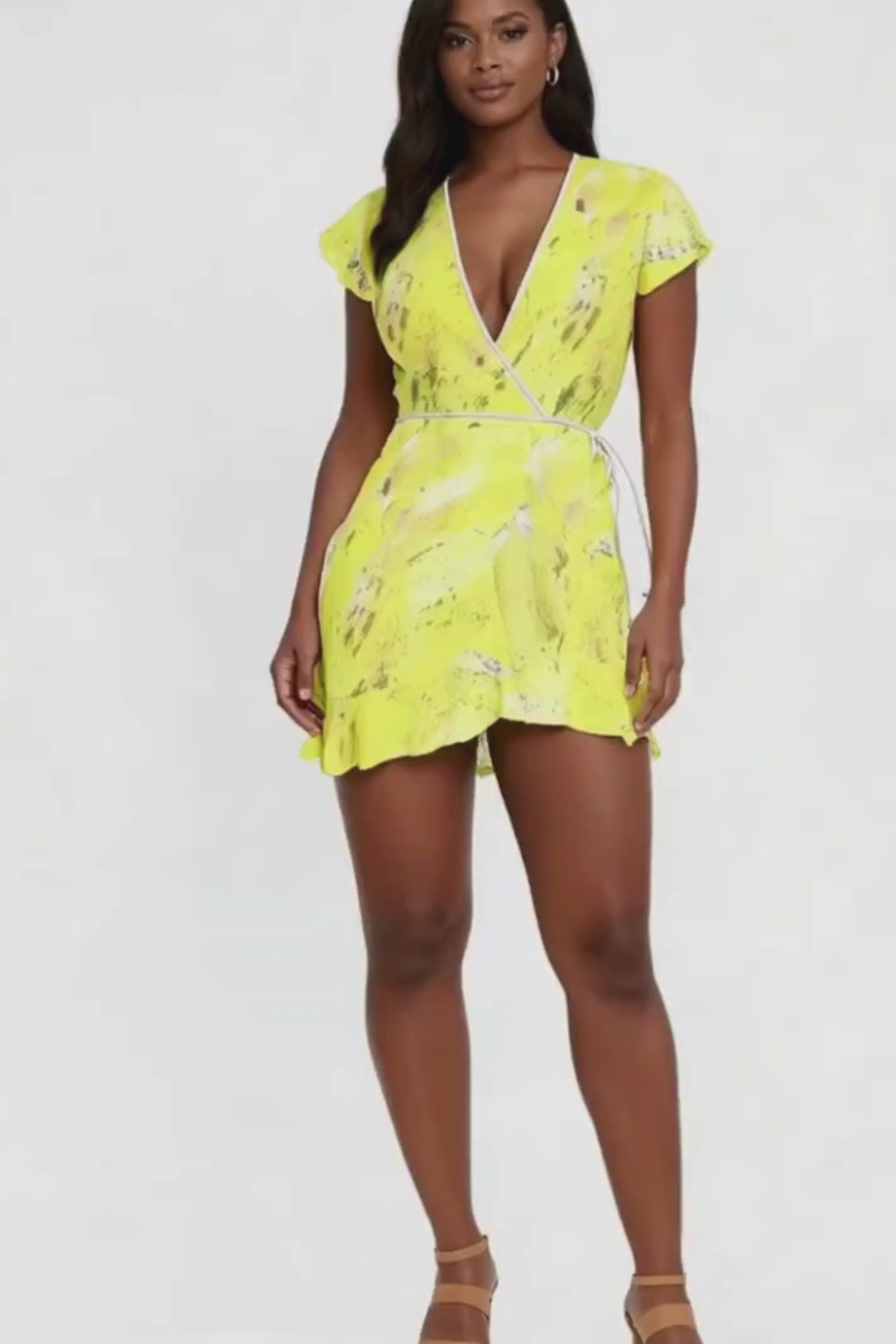 Yellow abstract animal print Tea Dress